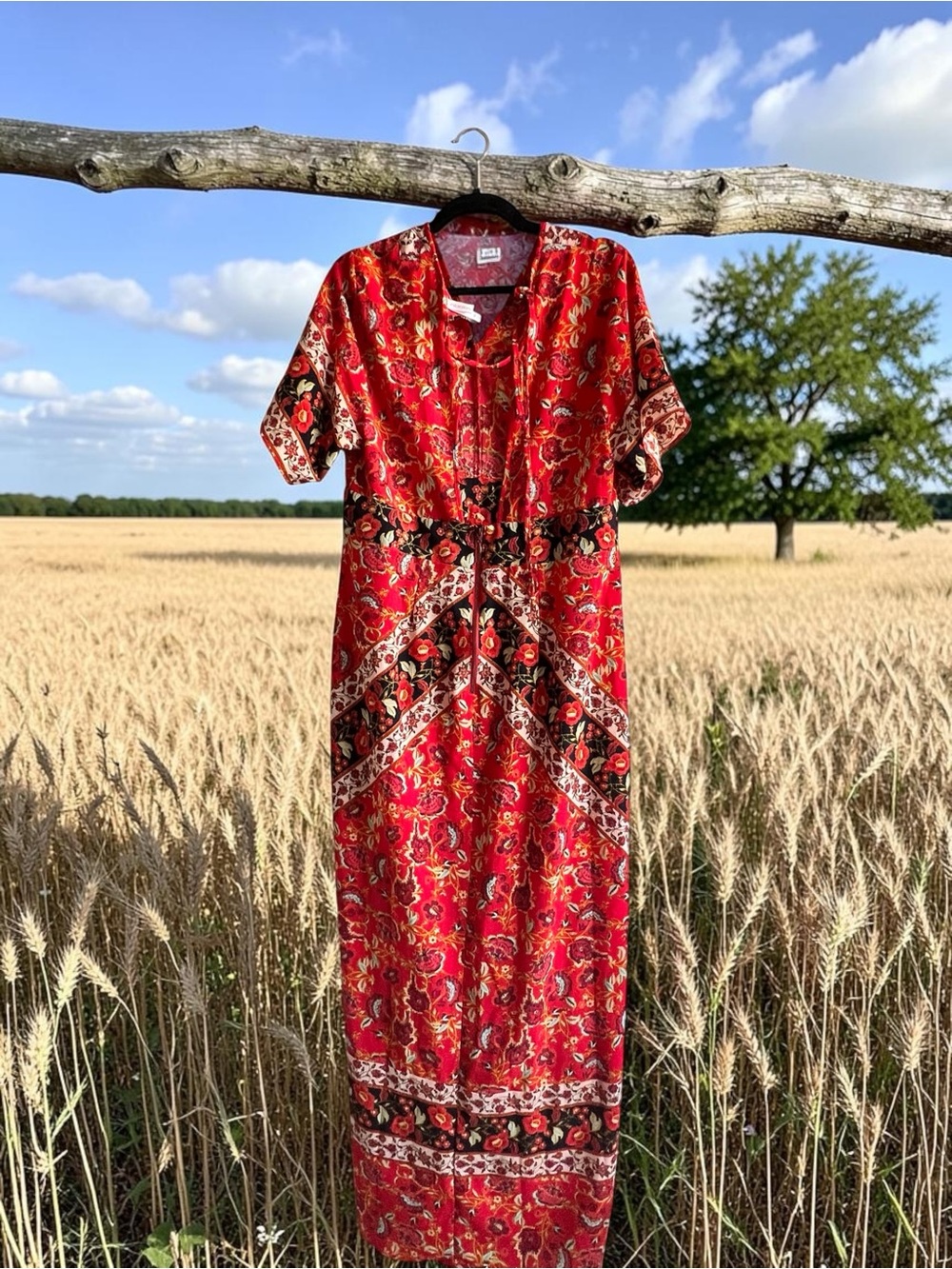 Xhilaration Red Floral Print Maxi Dress